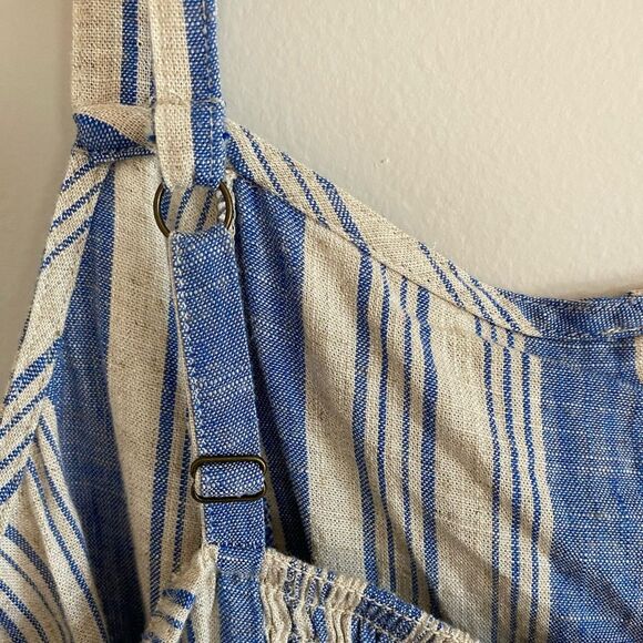 NWT Torrid Size 3 3x Linen Blend Button down blue and cream tank top - Picture 5 of 7